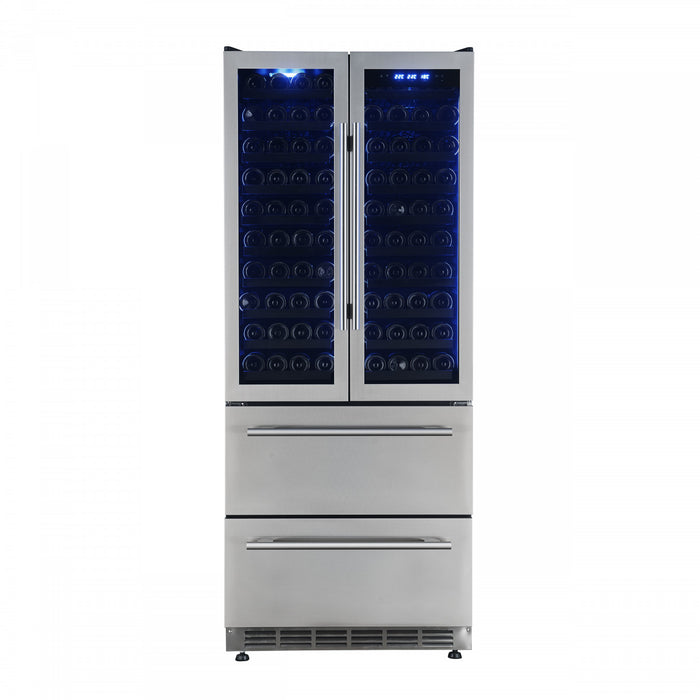 Refroidisseur a vin Campania de 32\" en acier inoxydable, double zone, 17,7 pi³ - FWCDR6635-32S