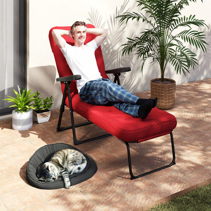 Outsunny Chaise Longue D'exterieur Avec Coussin, Chaise De Patio Inclinable