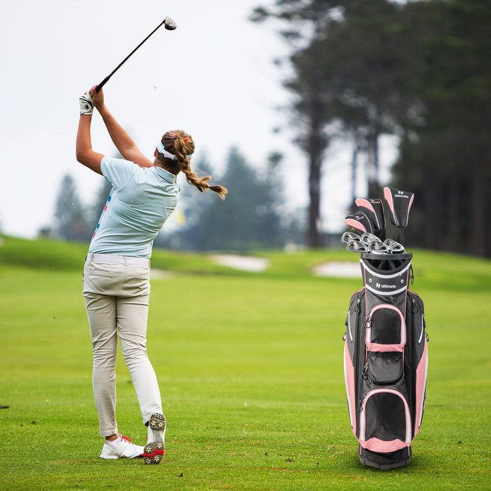 Costway 9 Pcs Femmes Complete Golf Club Set A Main Droite Avec 460cc Alliage Driver Fers Rose