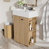Serena Modern 21.6 Inch Bathroom Vanity with Ceramic Sink and Multi Storage, Brown | Coiffe de salle de bain moderne Serena de 21,6 pouces avec lavabo en ceramique et rangement polyvalent, brun