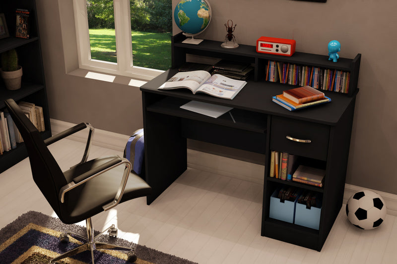 Axess Bureau De Travail Avec Support A Clavier - Noir Solide