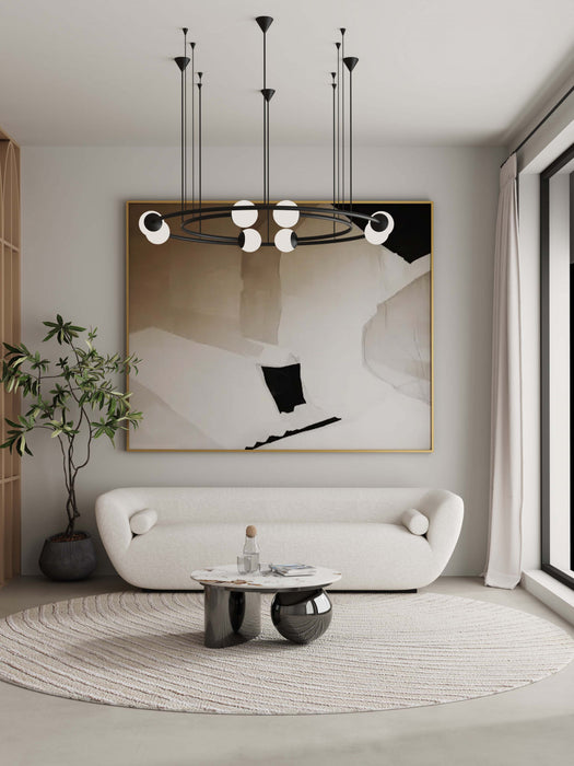 Table basse Laurel Modern Glam avec plateau en pierre frittee noire