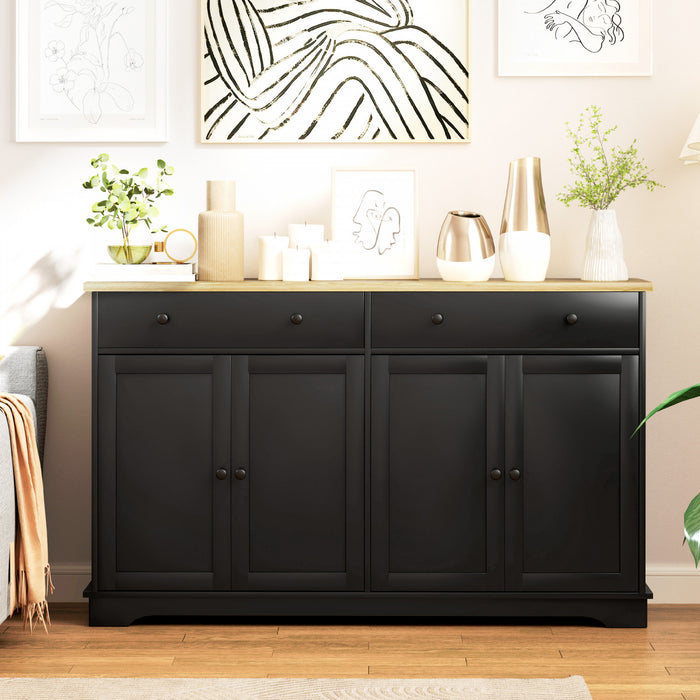 HOMCOM Buffet avec tiroirs de rangement et etageres reglables, noir