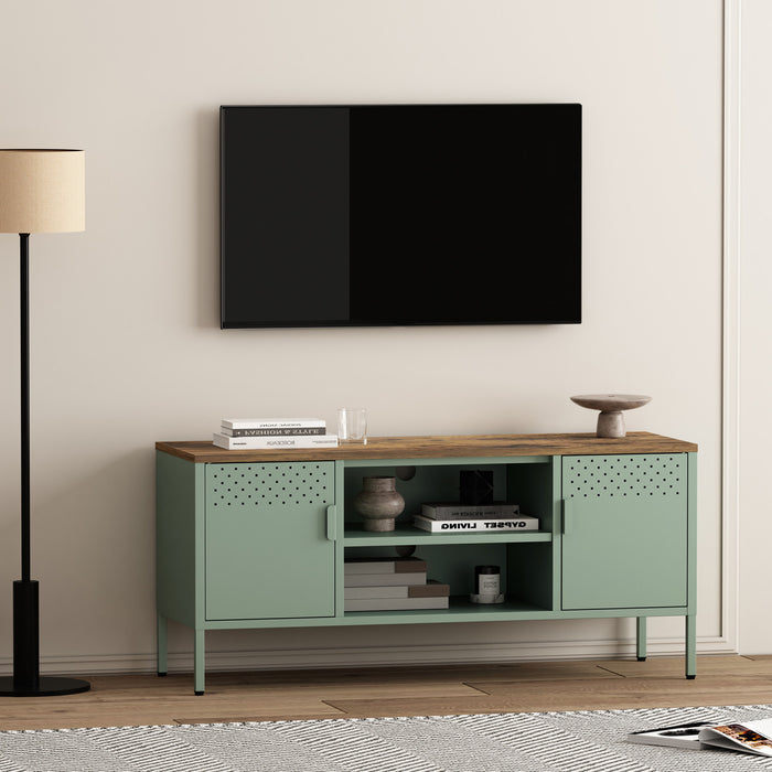 Armoire de rangement moderne Landen 47\" en metal, vert sauge