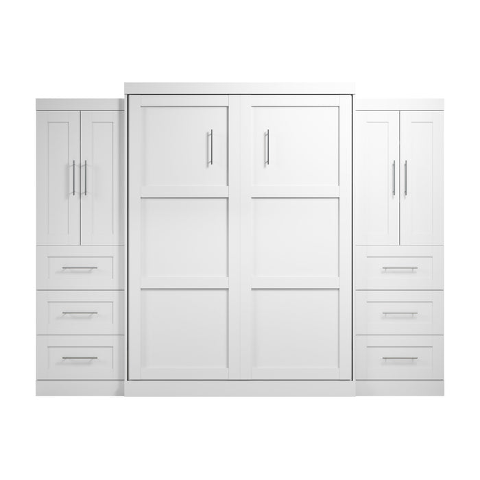 Grand lit escamotable Pur de Bestar de 115 po (L) avec armoires de rangement - blanc