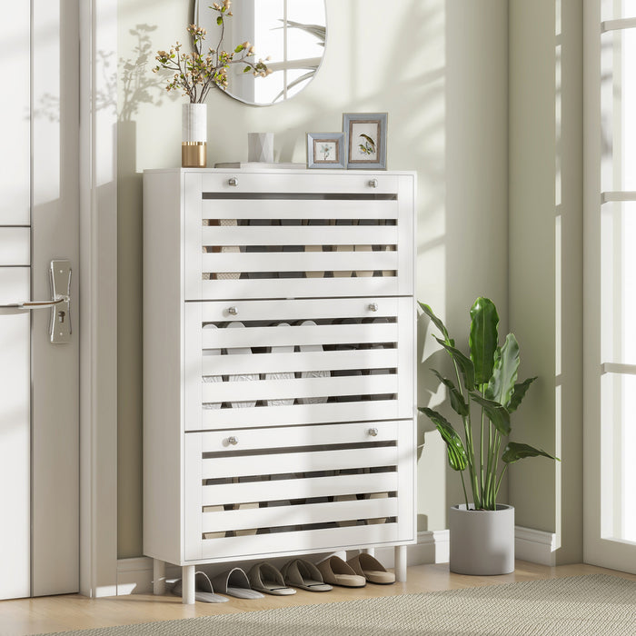 HOMCOM Meuble de rangement pour chaussures avec etageres reglables, Blanc