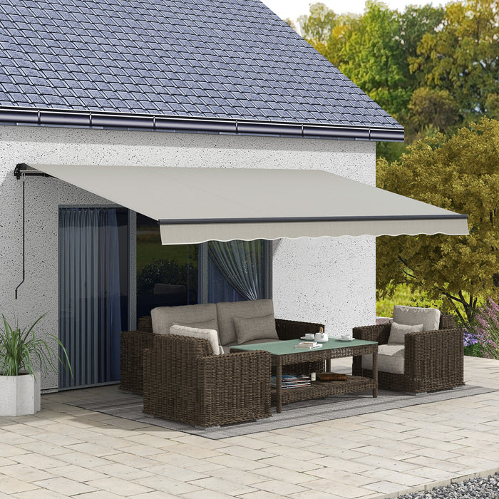Outsunny 15' X 10' Auvent Retractable, Abri Pare-soleil, Gris Clair