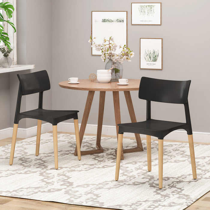 Lot De 2 Chaises De Salle À Manger Mason Avec Assise En Polypropylène Et Pieds En Bois Massif - Noir