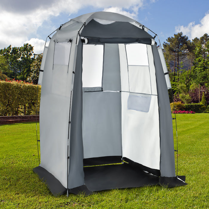 Outsunny 152,4 X 152,4 X 203,2 Cm Tente De Douche Vestiaire Confidentialite Abris De Camping Portables Avec Fenetres Et Tapis De Sol, Pliable Avec Sac De Transport