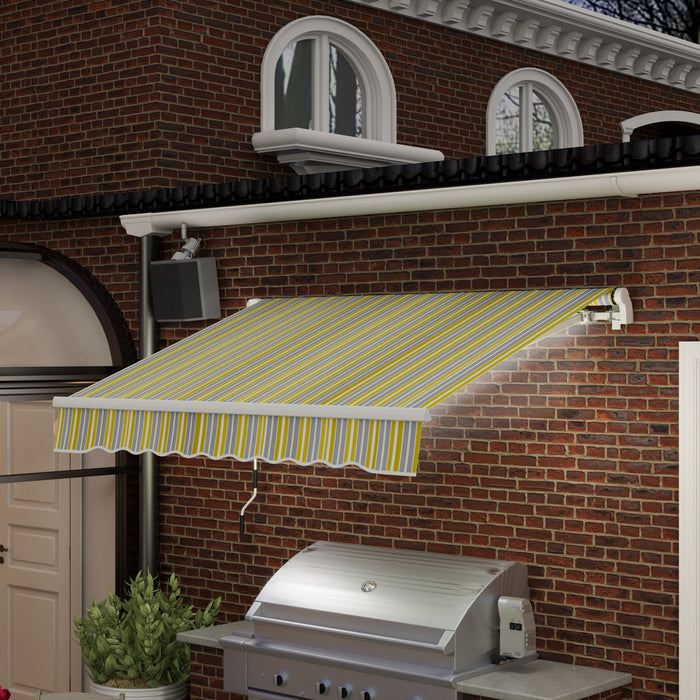 Outsunny Auvent Retractable 8' X 6.5' Avec Lumieres Led, Uv40+, Jaune/gris