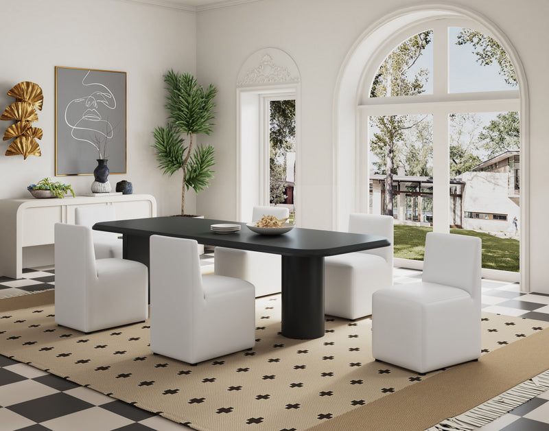 Chaise de salle a manger moderne en cuir vegetalien blanc Anna - Lot de 2