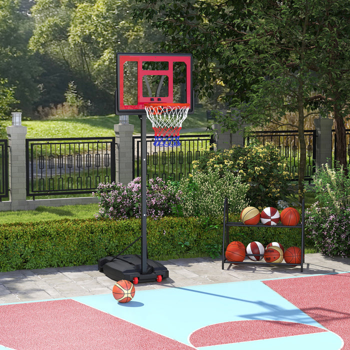 Qaba Panier De Basket Pour Enfants, Filet De Basket-ball Reglable En Hauteur De 2 A 8,5 Pieds, Panier De Basket Portable Avec Sac De Poids, Pour Enfants De 6 Ans Et Plus, Rouge