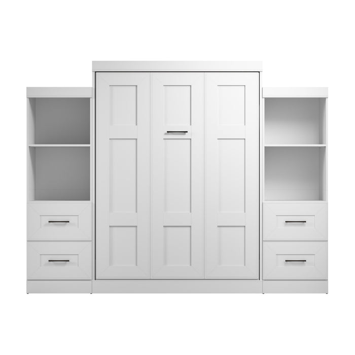 Grand lit escamotable Edge de Bestar avec organisateurs de garde-robe et tiroirs (115 po [L]) - blanc