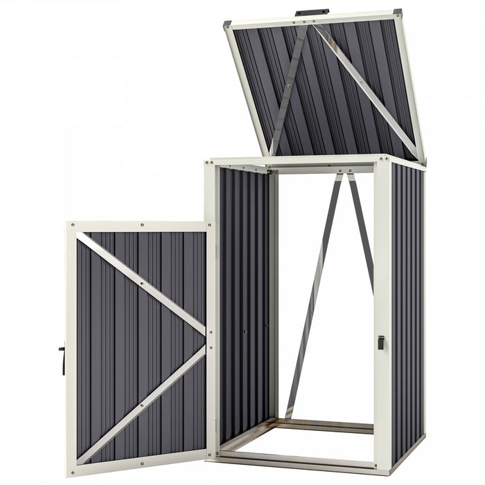 Outsunny Hangar A Poubelle Simple, Verrouillable Avec Couvercle Ouvrable