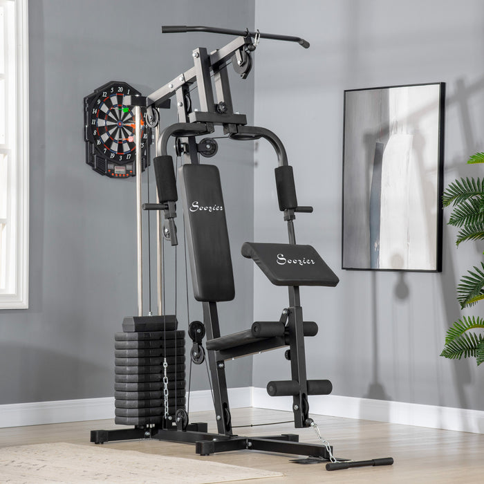 Soozier Equipement De Gym A Domicile, Appareil D'entrainement Multifonctionnel Avec Une Pile De Poids De 145 Lbs Pour Un Entrainement Complet Du Corps Et De La Force