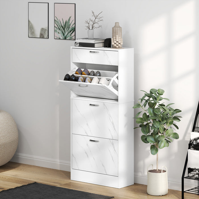 HOMCOM Armoire a Chaussures avec 3 Tiroirs, Armoire de Rangement, Blanc