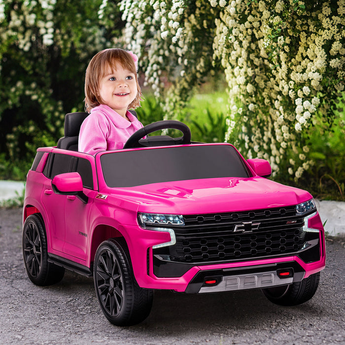 Aosom Chevrolet Voiture Electrique Sous Licence 12 V Pour Enfants Avec Telecommande, Klaxon, Cadeau Pour Les 3-6 Ans Pour Garcons Et Filles Avec Lecteur De Musique, Rose