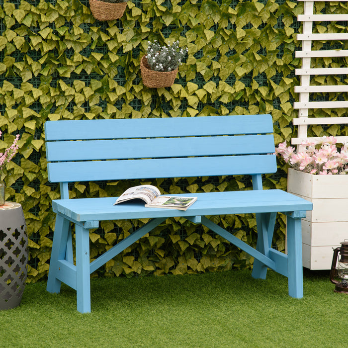 Banc De Jardin En Bois Outsunny Pour L'exterieur, Bleu