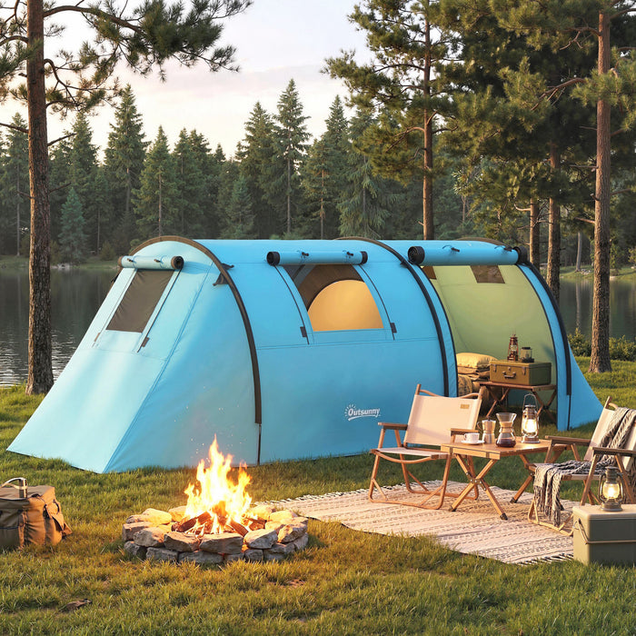 Outsunny Tente de Camping 3-4 Personnes avec 2 Pieces, Tente Familiale Impermeable