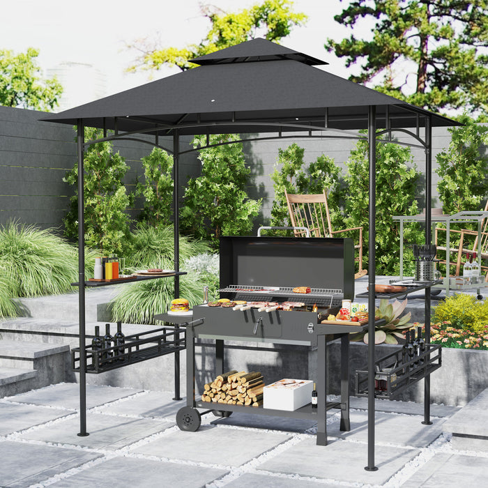 Outsunny Tente De Barbecue 8' X 5', A 2 Niveaux, Gris Fonce