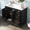 Derek 36 Inch Modern Bathroom Vanity with Ceramic Sink & Multi Storage, Black | Meuble de salle de bain moderne Derek 36 pouces avec lavabo ceramique et rangement multiple, noir