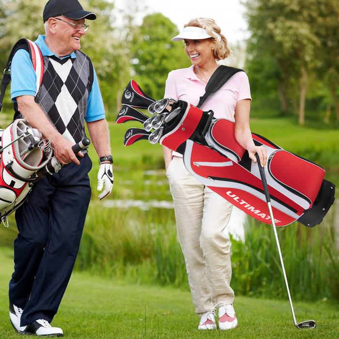 Femmes Completes Clubs De Golf Ensemble 10 Pieces Comprend Alliage Chauffeur Rouge