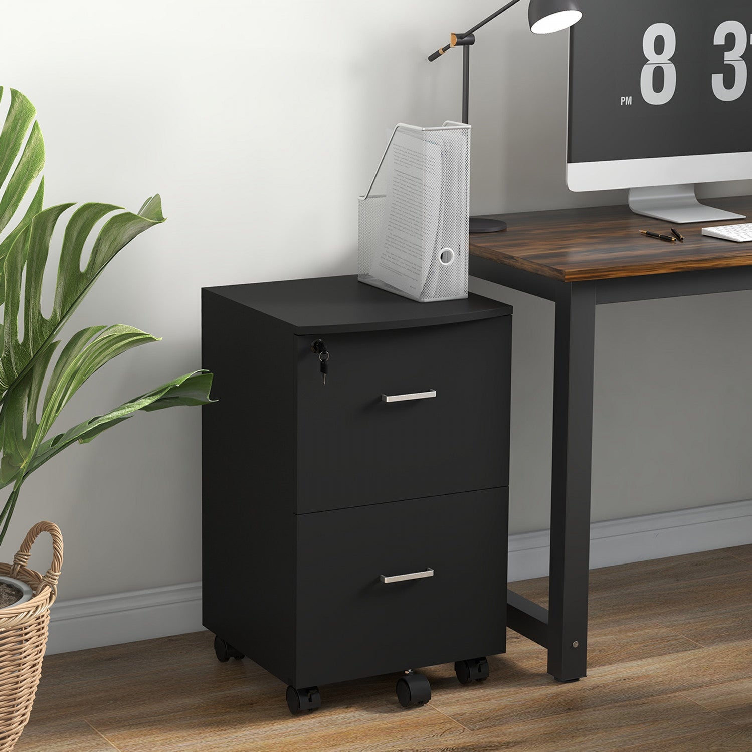Vinsetto Bureaukast, afsluitbaar, printerhouder met 2 laden, bureau-opbergkast voor A4-formaat, 86,3 x 40 x 66,5 cm, hout, wit Vinsetto Bureaukast, afsluitbaar, printerhouder met 2 laden, bureau-opbergkast voor A4-formaat, 86,3 x 40 x 66,5 cm, hout, wit
