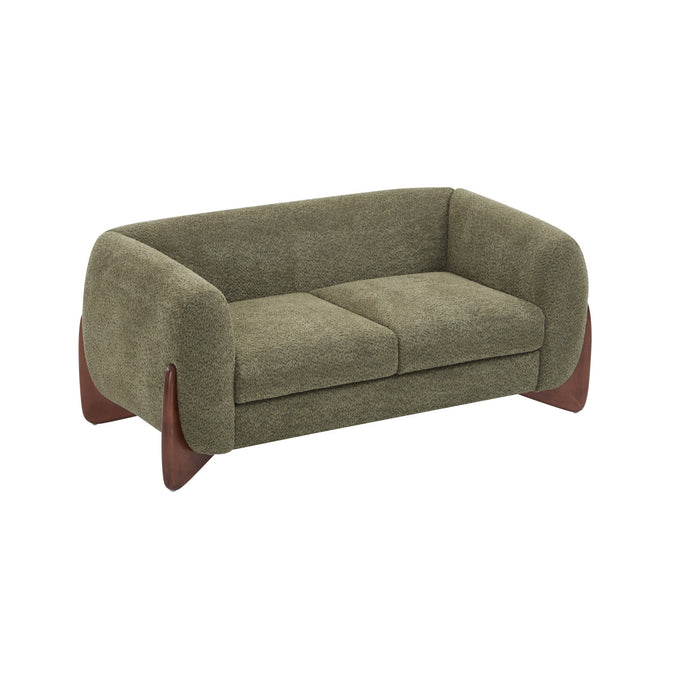 Lillian Canape deux places moderne en bois massif avec revetement en boucle, assise confortable, vert