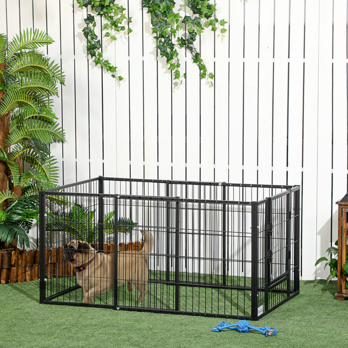 Pawhut Parc Pour Chien A 6 Panneaux 32,5\" - 59\" X 31\", Parc Pour Animaux De Compagnie Robuste Avec Porte, Enclos D'exercice Pour Chien Reglable Pour Interieur Exterieur, Petits Chiens