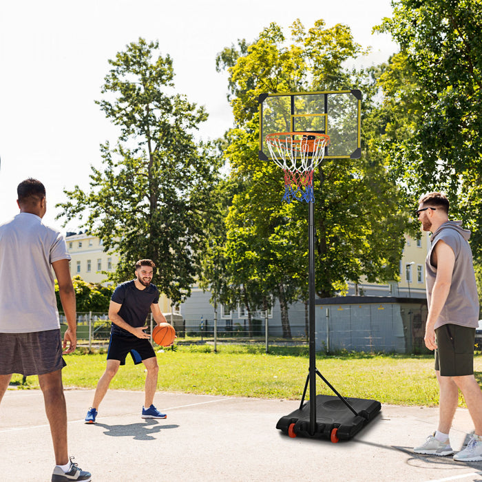 Soozier Panier De Basket-ball Portable 6ft-7ft Hauteur Reglable Avec Roues
