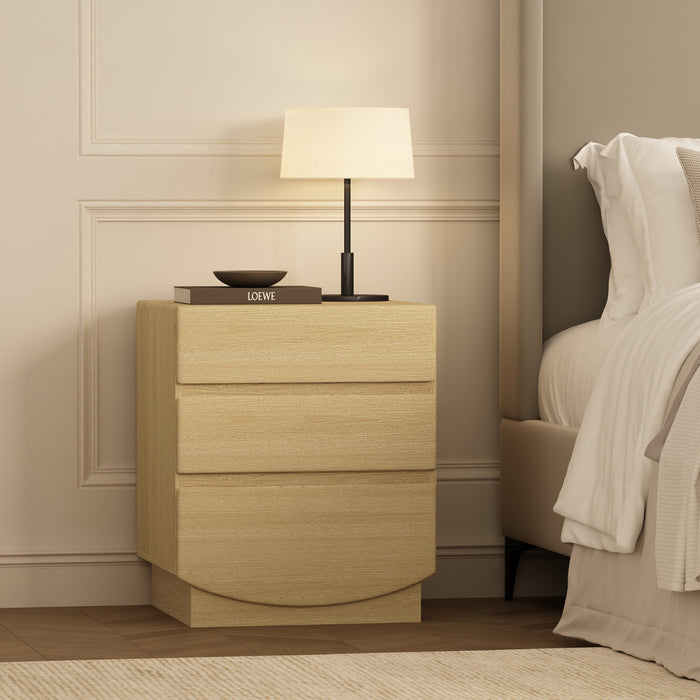 Table de nuit contemporaine Ardea 20\" en chene naturel (3 tiroirs)