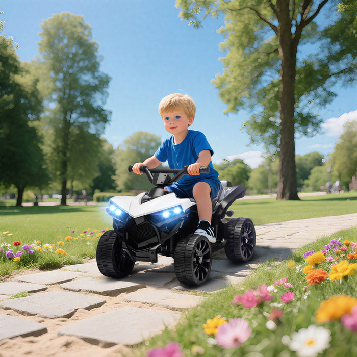 Quad ATV Enfant Qaba avec Musique et Lumieres, Pour Garcons et Filles 37-72 Mois, Blanc
