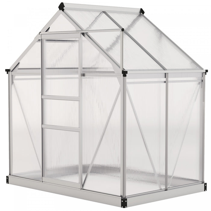 Outsunny Serre, Serre De Plain-pied Transparente Avec Porte Coulissante