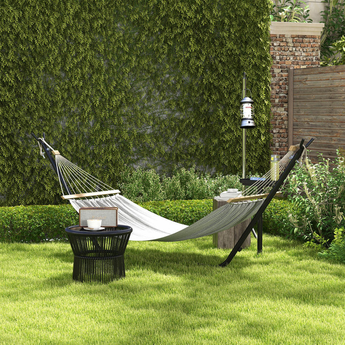 Outsunny Support de Hamac 300 cm avec Plateau Lateral, Cadre en Acier, Noir