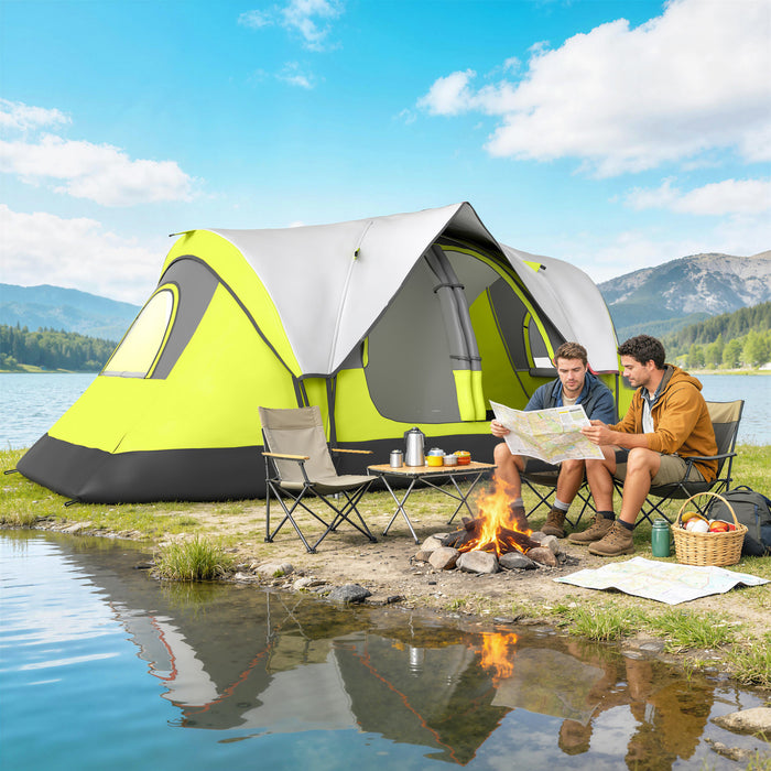 Outsunny Tente de Camping, Tente pour 6-8 Personnes avec 2 Chambres, Vert