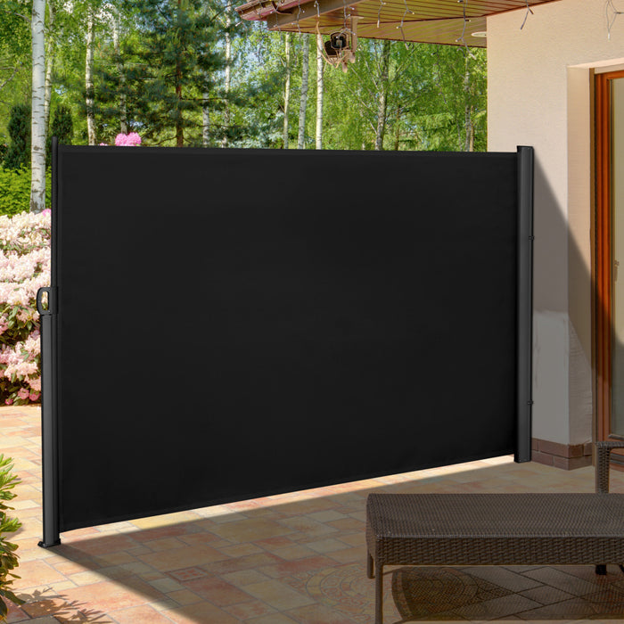 Outsunny Auvent Lateral Retractable Ecran De Confidentialite Pliable, Noir