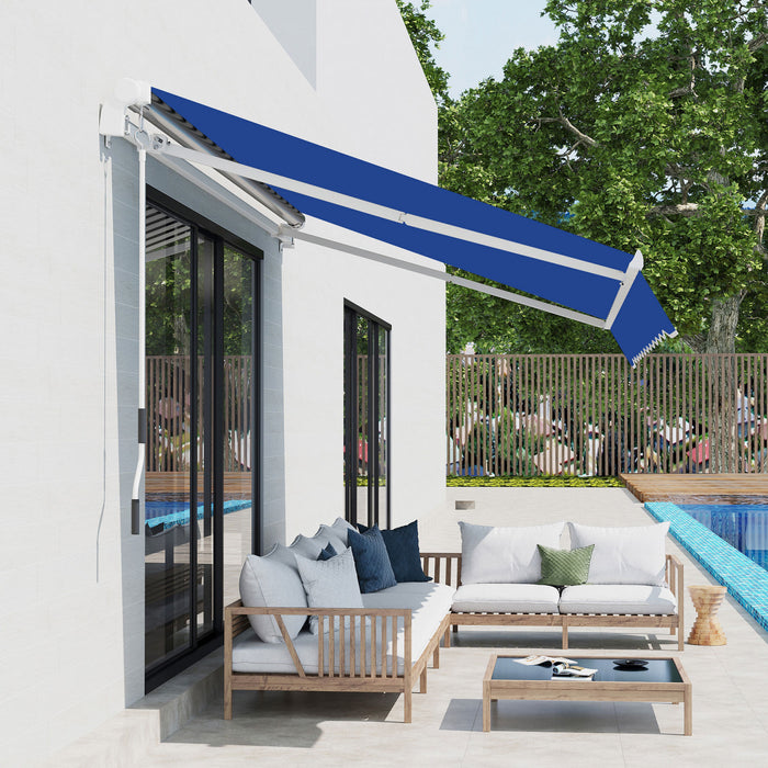 Outsunny Abri Retractable Manuel Pour Parasol De Patio, Bleu