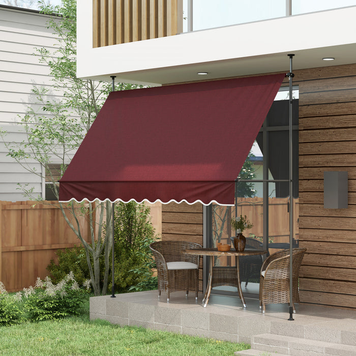 Auvent Retractable Outsunny 10' X 3', Autoportant Et Sans Vis, Bordeaux