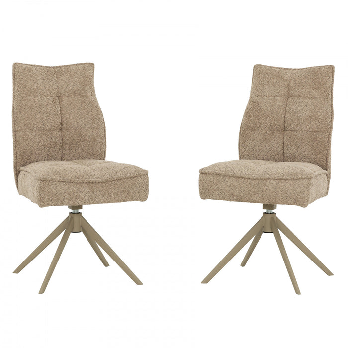 Chaise de salle a manger pivotante Elowen rembourree taupe (ens. de 2)