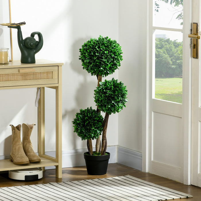 HOMCOM Arbre Artificiel de 3pi, Trois Boules de Buis