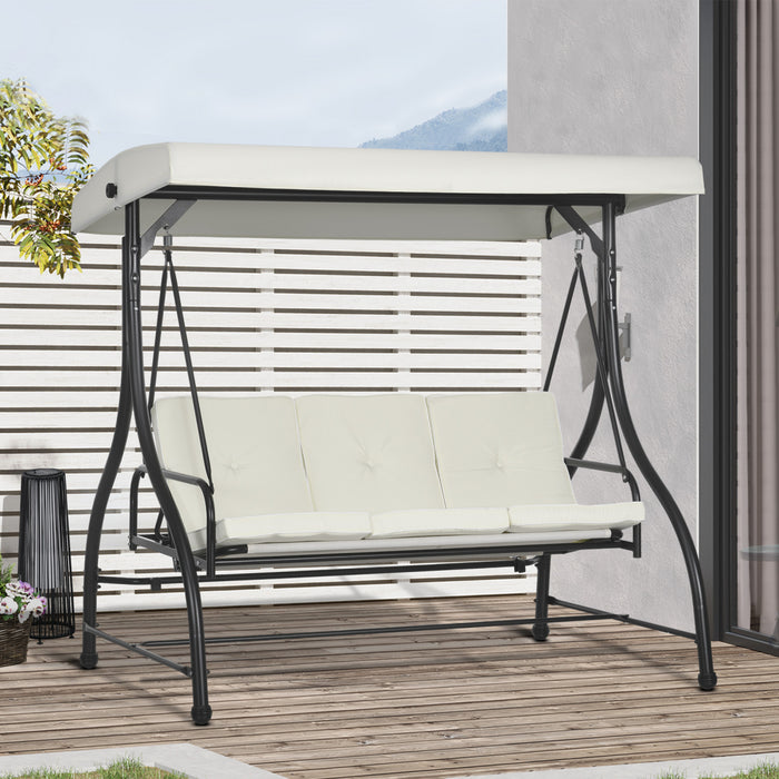 Outsunny Balancoire De Patio 3 Places, Lit Balancoire De Porche Convertible