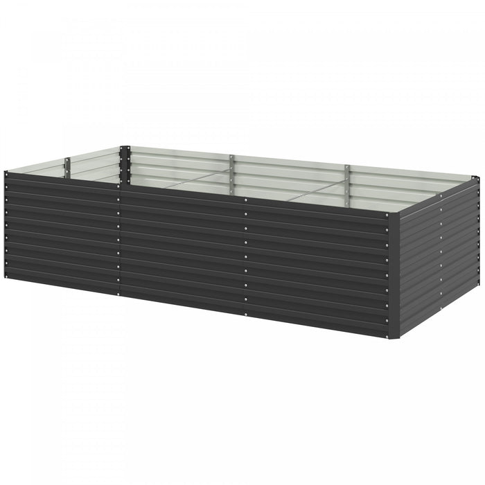 Outsunny Lit de jardin sureleve, jardiniere 8' x 4' x 2', gris fonce