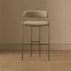 Serene Mid-Century Modern Metal Upholstered Barstool in Taupe | Tabouret de bar en metal rembourre style mid-century moderne Serene, coloris taupe