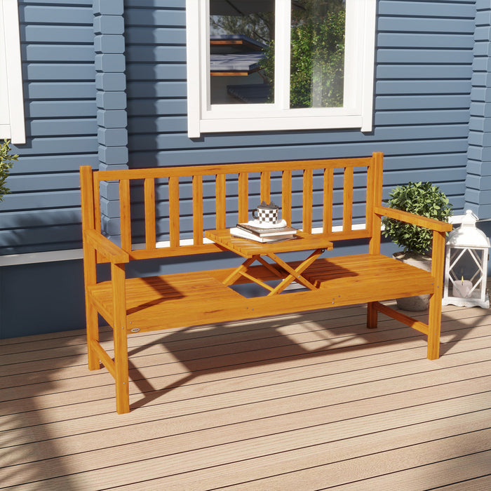 Outsunny Banc D'exterieur Avec Table Centrale Relevable, Banc De Jardin 60\"