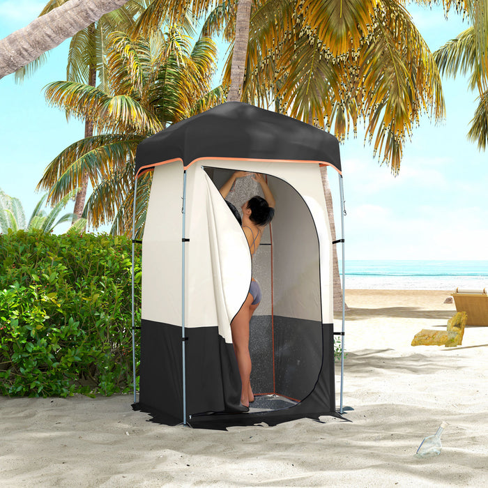 Outsunny Tente de Douche de Camping avec Sac de Douche Solaire et Sac de Transport, Noir