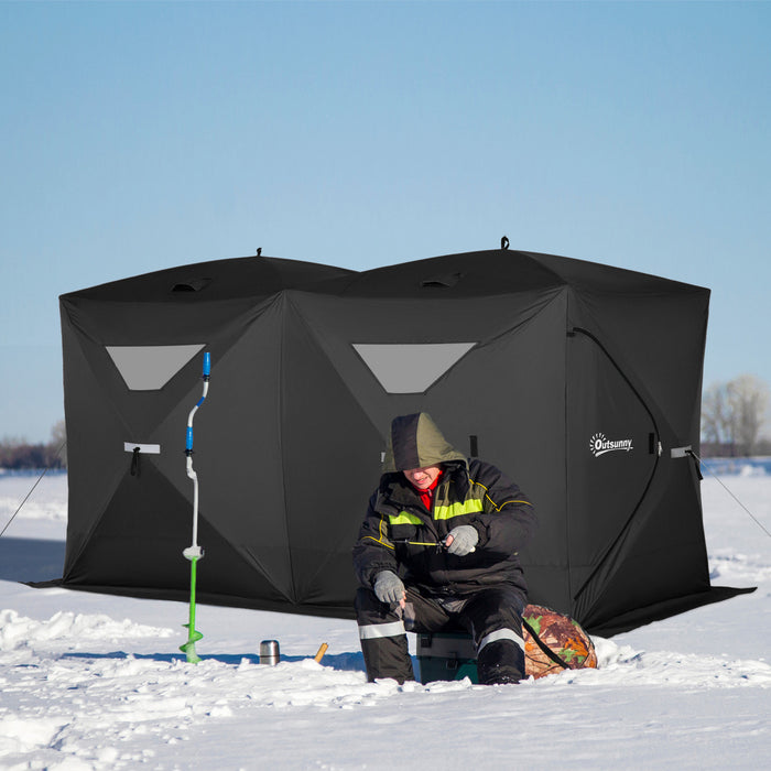 Outsunny Tente De Peche Sur Glace Pour 8 Personnes, Noir