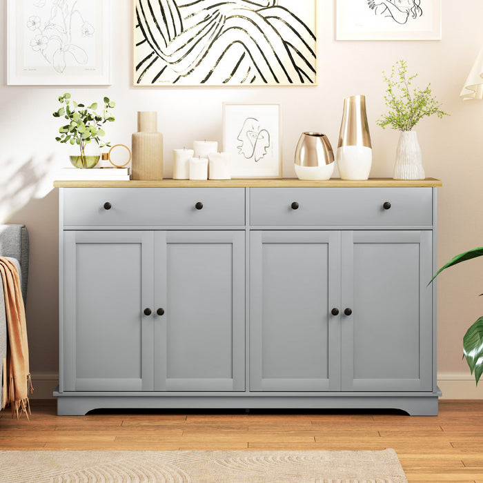 HOMCOM Buffet avec tiroirs de rangement et etageres reglables, gris
