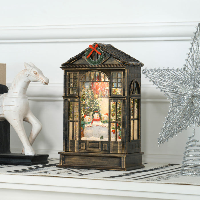 HOMCOM Lanterne boule a neige de Noel avec lumieres, musique et paillettes