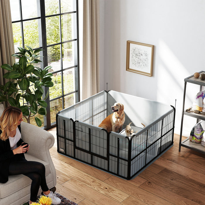 Pawhut Niche De Mise Bas Pour Chiens, Parc Pour Chiots Avec Tissu Oxford 600d, Tapis De Pipi Lavable, Parc Pour Animaux Avec Porte, Pour Chiens De Taille Moyenne Et Grande