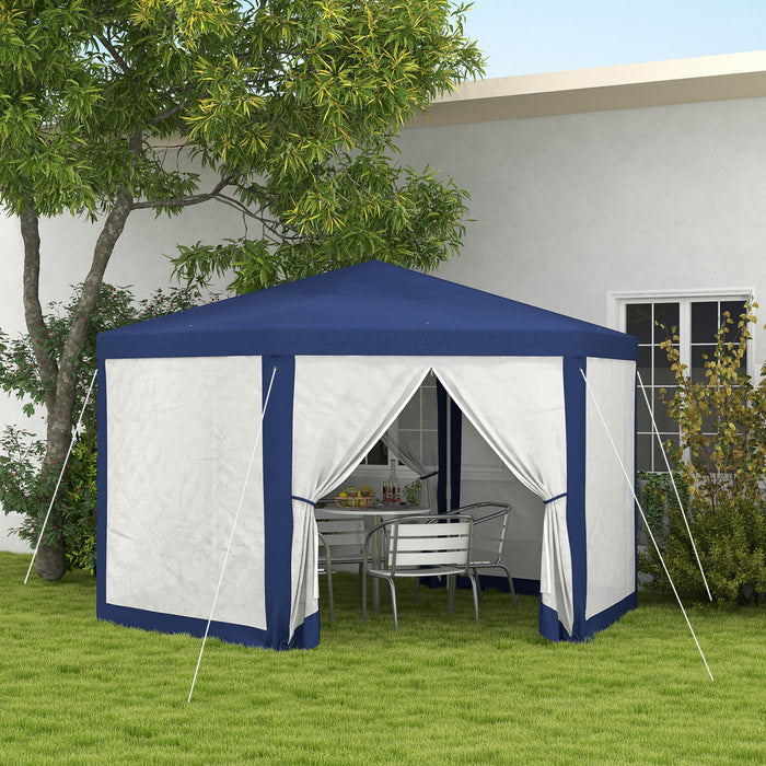 Outsunny Tente Tonnelle De Patio Hexagonale, Bleu